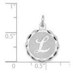 Sterling Silver/Rhodium-plated Brocaded Letter L Initial Pendant - Image 4