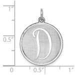 Sterling Silver Rhodium-plated Brocaded Letter D Initial Charm - Image 3
