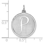 Sterling Silver Rhodium-plated Brocaded Letter P Initial Charm - Image 3