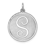 Sterling Silver Rhodium-plated Brocaded Letter S Initial Charm