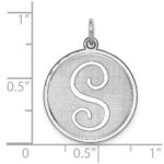 Sterling Silver Rhodium-plated Brocaded Letter S Initial Charm - Image 3