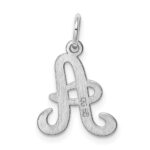 Sterling Silver Rhodium-plated Stamped Letter A Initial Charm - Image 4