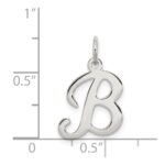 Sterling Silver Rhodium-plated Stamped Letter B Initial Charm - Image 3