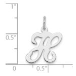 Sterling Silver Rhodium-plated Stamped Letter H Initial Charm - Image 4
