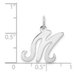 Sterling Silver Rhodium-plated Stamped Letter M Initial Charm - Image 4
