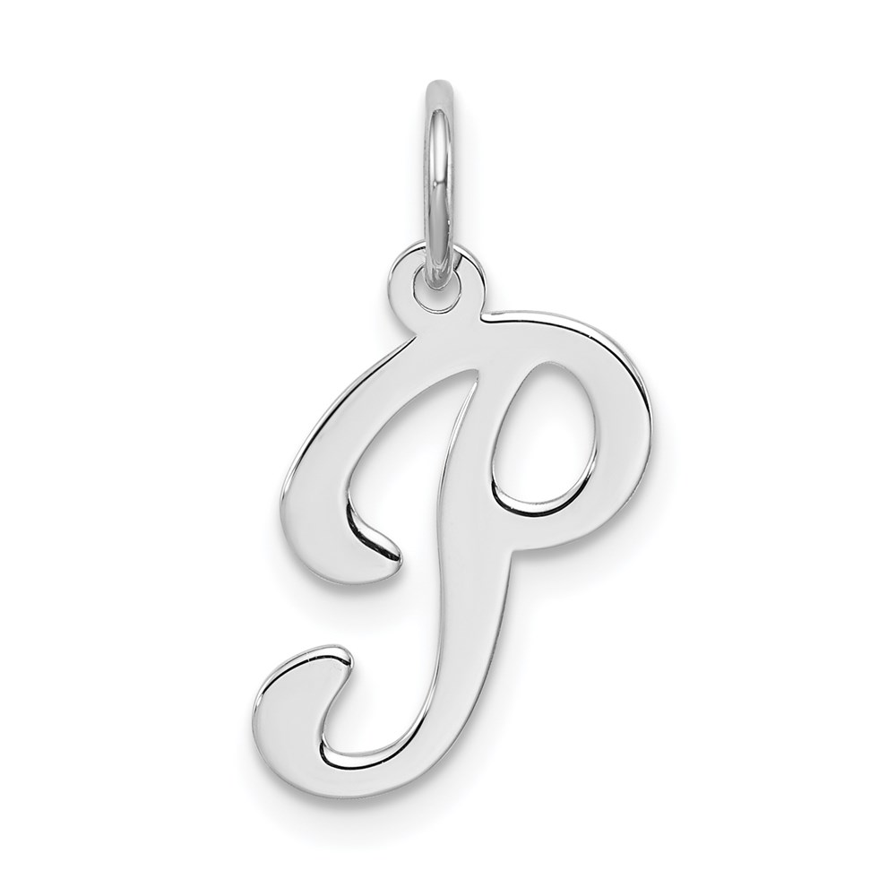 QC4163P.jpg Sterling Silver Rhodium-plated Stamped Letter P Initial Charm - Image 1