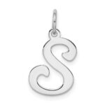 Sterling Silver Rhodium-plated Stamped Letter S Initial Charm