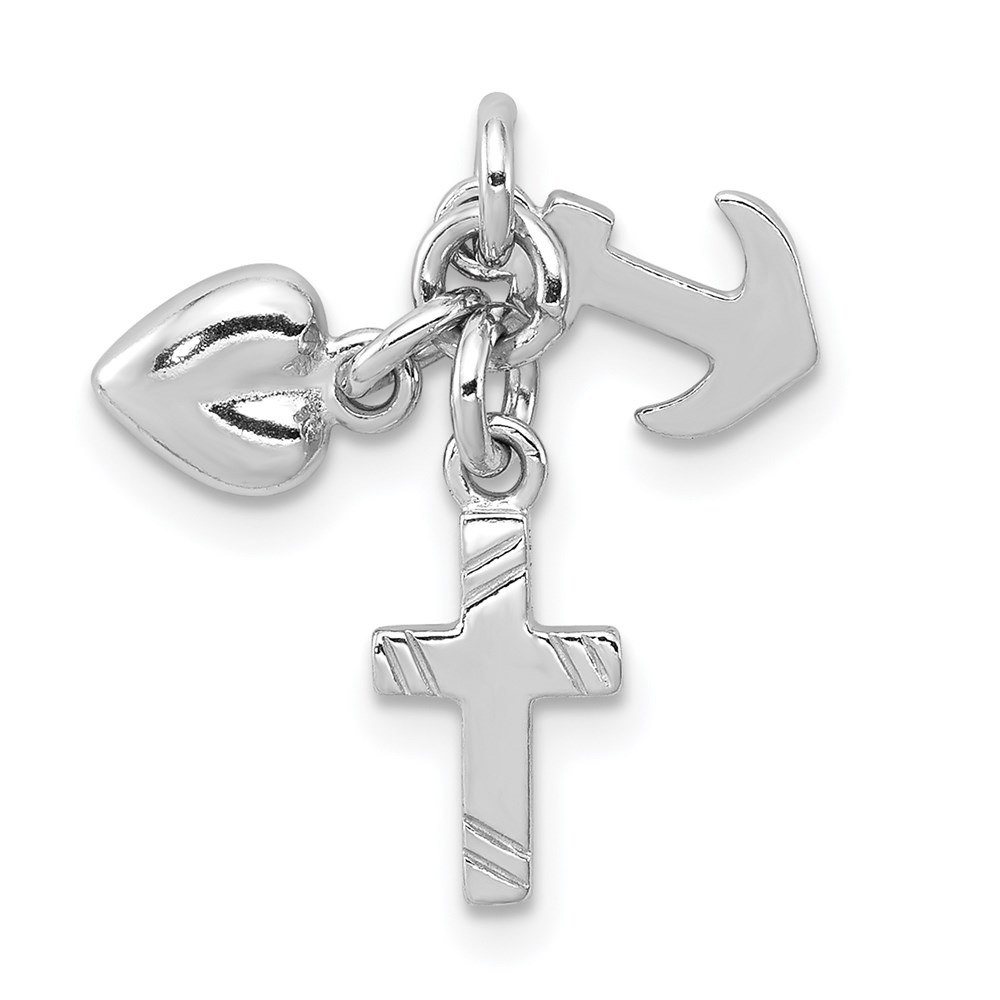 QC4250.jpg Sterling Silver Rhodium-plated Faith, Hope & Charity Charm - Image 1
