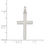 Sterling Silver Rhodium-plated Polished Cross Pendant - Image 3