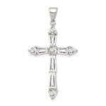 Sterling Silver Rhodium-plated CZ Cross Pendant