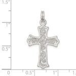 Sterling Silver Rhodium-plated Filigree Cross Charm - Image 3