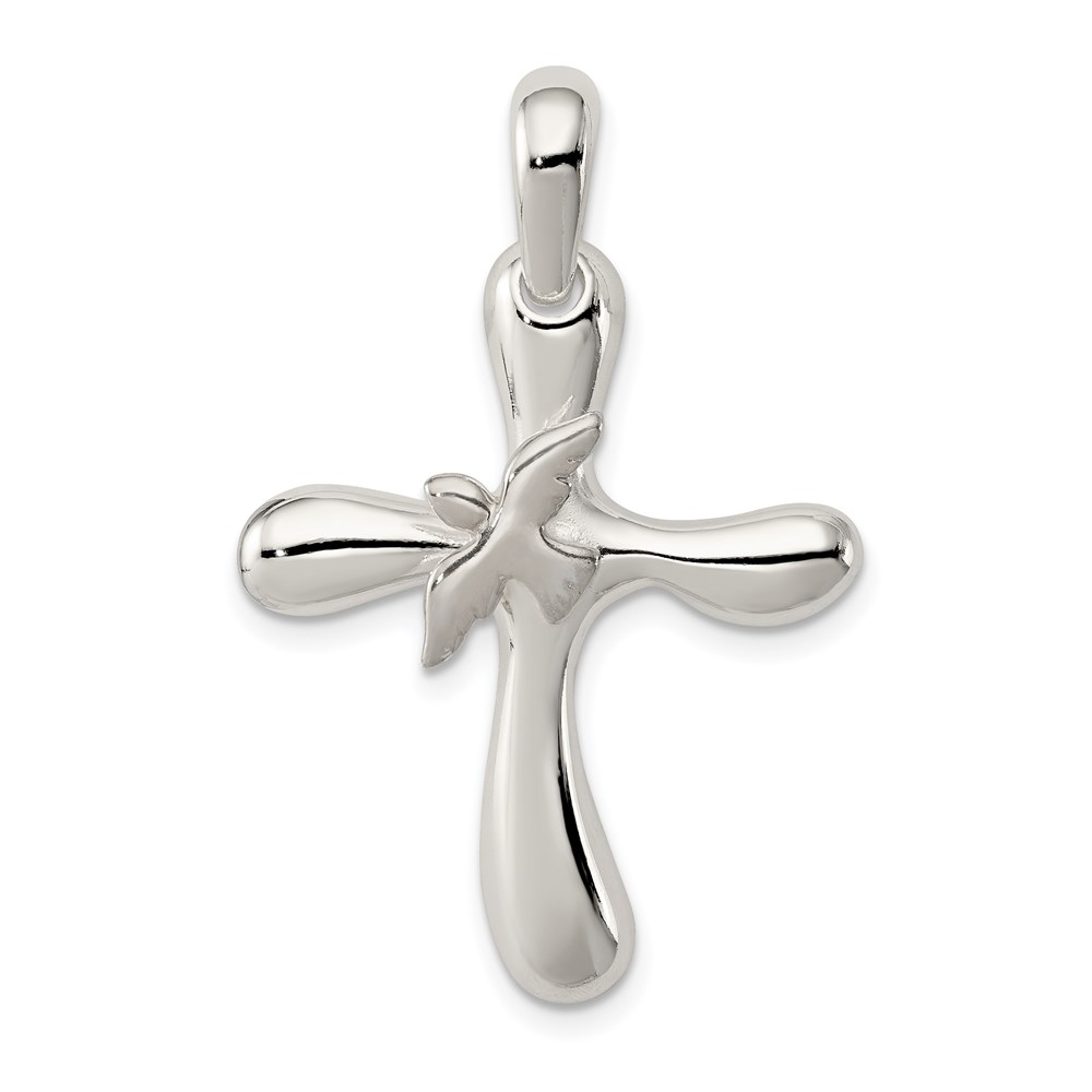QC4348.jpg Sterling Silver Dove Cross Pendant - Image 1