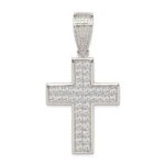 Sterling Silver Rhodium-plated CZ Cross Pendant