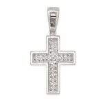 Sterling Silver Rhodium-plated CZ Cross Pendant - Image 4