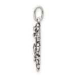 Sterling Silver Antiqued Cross, Crown & Wreath Charm - Image 2