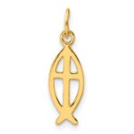 Sterling Silver Gold-tone Polished Ichthus Fish Cross Charm