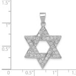 Sterling Silver Rhodium-plated CZ Star of David Pendant - Image 3