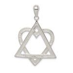 Sterling Silver Star of David Heart Pendant - Image 4