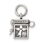 Sterling Silver Antiqued Angel Prayer Box Charm - Image 2