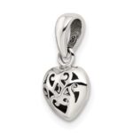 Sterling Silver Antique Puff Heart Charm - Image 5