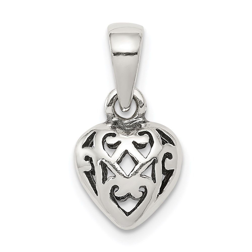 QC4560.jpg Sterling Silver Antique Puff Heart Charm - Image 1