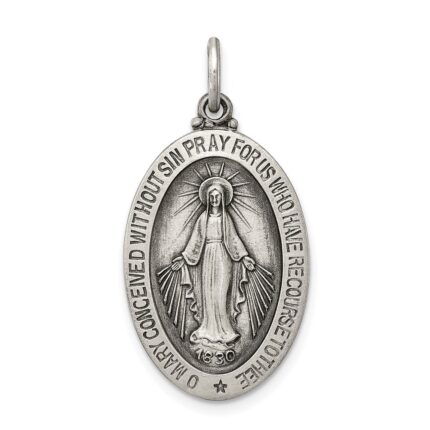 Sterling Silver Antiqued Miraculous Medal