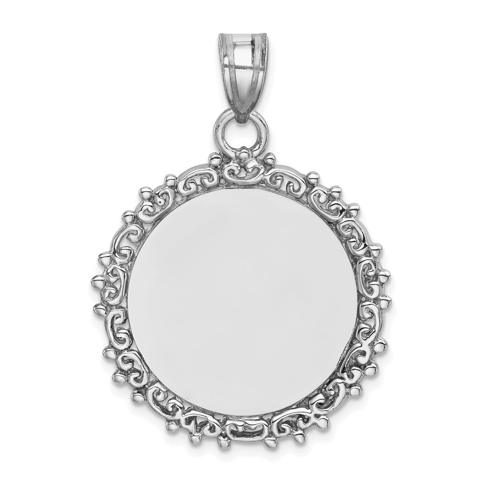 QC4702.jpg Sterling Silver Rh-plt Fancy Round Polished Front/Satin Back Pendant - Image 1