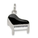 Sterling Silver Rhodium-plated Enameled Piano Charm