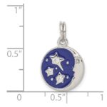 Sterling Silver Rhodium-plated Enameled and CZ Moon and Star Charm - Image 3