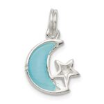 Sterling Silver Blue Enameled Moon & Star Charm - Image 4