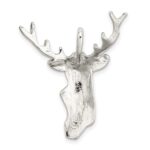 Sterling Silver Diamond Cut Deer Head Pendant - Image 3
