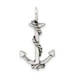Sterling Silver 3D Antiqued Anchor and Rope Pendant - Image 4