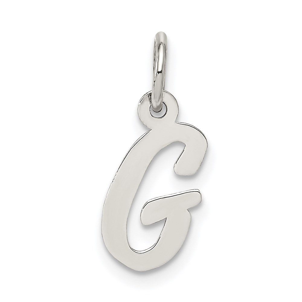 QC5080G.jpg Sterling Silver Rhodium-plated Script Letter G Initial Charm - Image 1