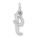 Sterling Silver Rhodium-plated Script Letter I Initial Charm - Image 3