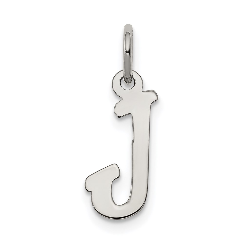 QC5080J.jpg Sterling Silver Rhodium-plated Script Letter J Initial Charm - Image 1