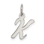 Sterling Silver Rhodium-plated Script Letter K Initial Charm