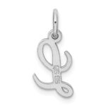Sterling Silver Rhodium-plated Script Letter L Initial Charm - Image 3