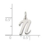 Sterling Silver Rhodium-plated Script Letter N Initial Charm - Image 3