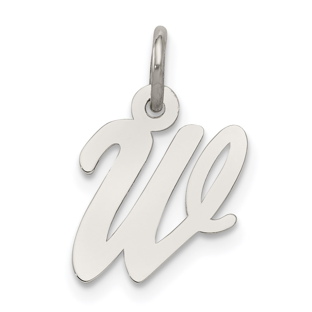 QC5080W.jpg Sterling Silver Rhodium-plated Script Letter W Initial Charm - Image 1