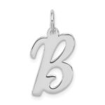 Sterling Silver Rhodium-plated Script Letter B Initial Charm
