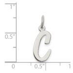 Sterling Silver Rhodium-plated Script Letter C Initial Charm - Image 4