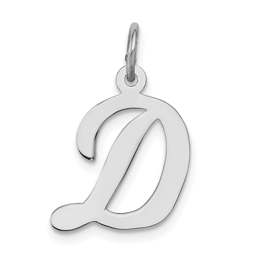 QC5082D.jpg Sterling Silver Rhodium-plated Script Letter D Initial Charm - Image 1