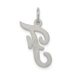 Sterling Silver Rhodium-plated Script Letter F Initial Charm - Image 4