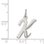 Sterling Silver Rhodium-plated Script Letter K Initial Charm - Image 3