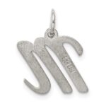 Sterling Silver Rhodium-plated Script Letter M Initial Charm - Image 4