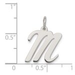 Sterling Silver Rhodium-plated Script Letter M Initial Charm - Image 3