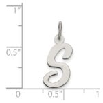 Sterling Silver Rhodium-plated Script Letter S Initial Charm - Image 3