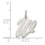 Sterling Silver Rhodium-plated Script Letter W Initial Charm - Image 3