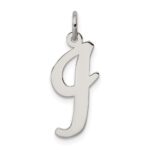 Sterling Silver Rhodium-plated Script Letter I Initial Charm