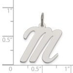 Sterling Silver Rhodium-plated Script Letter M Initial Charm - Image 3